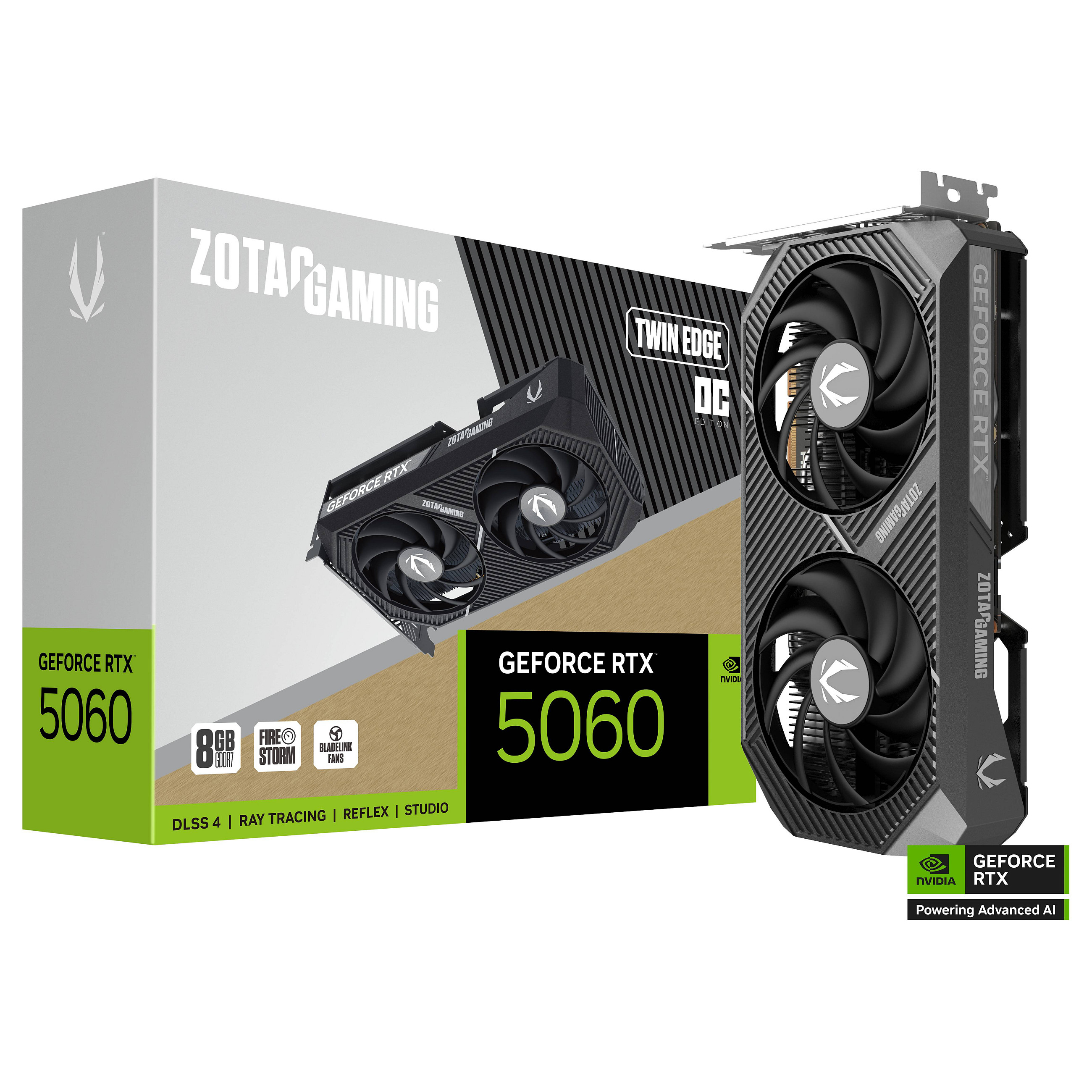 Kartë Grafike NVIDIA ZOTAC GAMING GeForce RTX 5060 Twin Edge OC / 8GB GDDR7 / PCIe 5.0 / Dual Fan – Zezë - 8