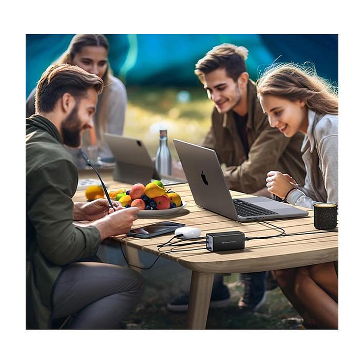 Adapter Conceptronic OZUL06BE / 200W / GaN / 4x USB-C + 2x USB-A / PD 3.1 / PPS / QC 3.0 / Kabllo USB-C - Zezë - 11