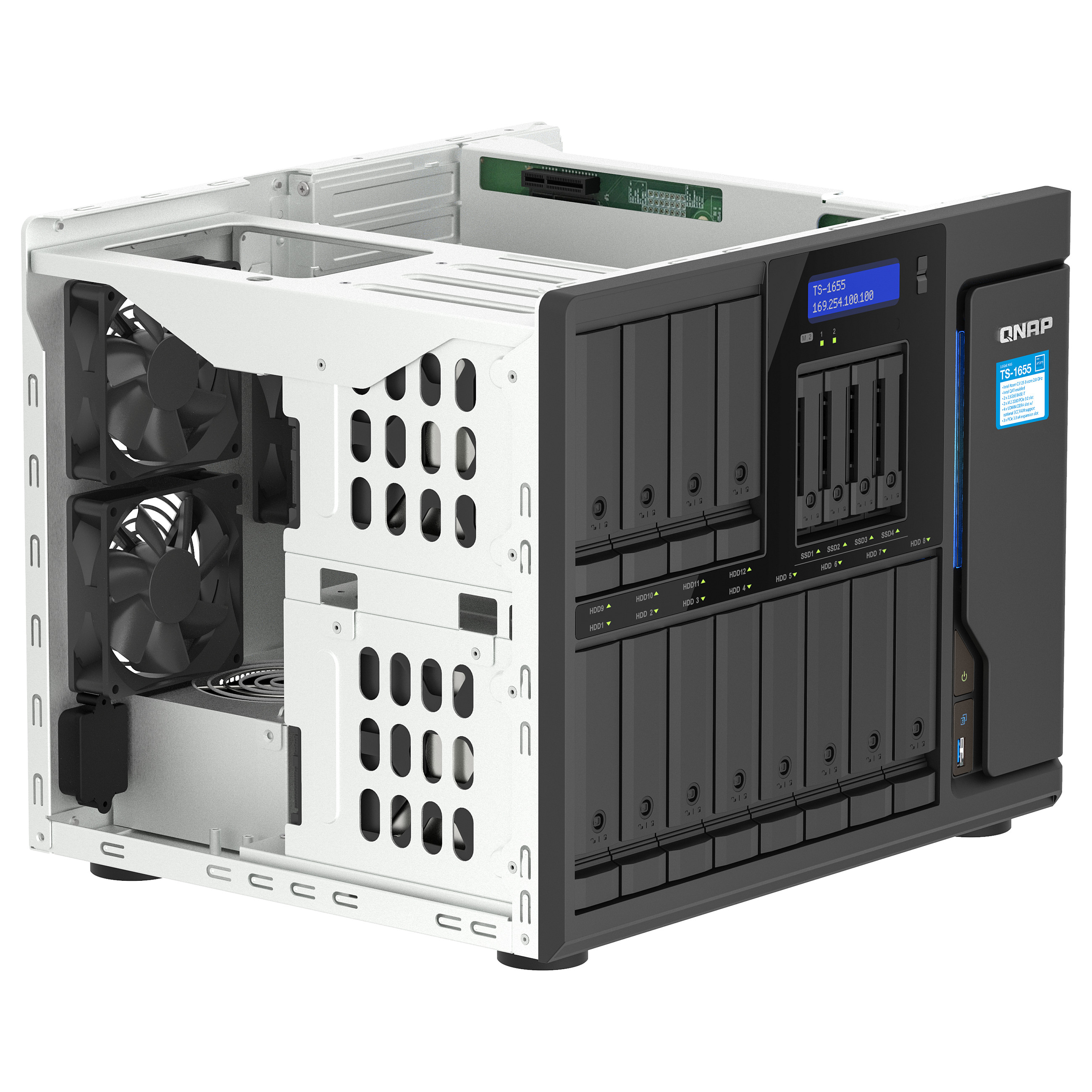 NAS QNAP TS‑1655‑8G 16‑Bay / Intel Atom C5125 (8 cores / 8 threads, 2.8GHz) / 8GB - 3
