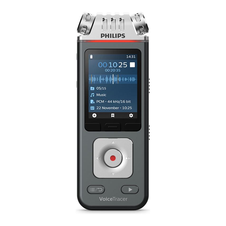 Diktafon Digjital Philips VoiceTracer DVT8115, 8GB, Ekran LCD 2", Wi-Fi, Mikrofon Konferencash 360°, USB-C - Hiri