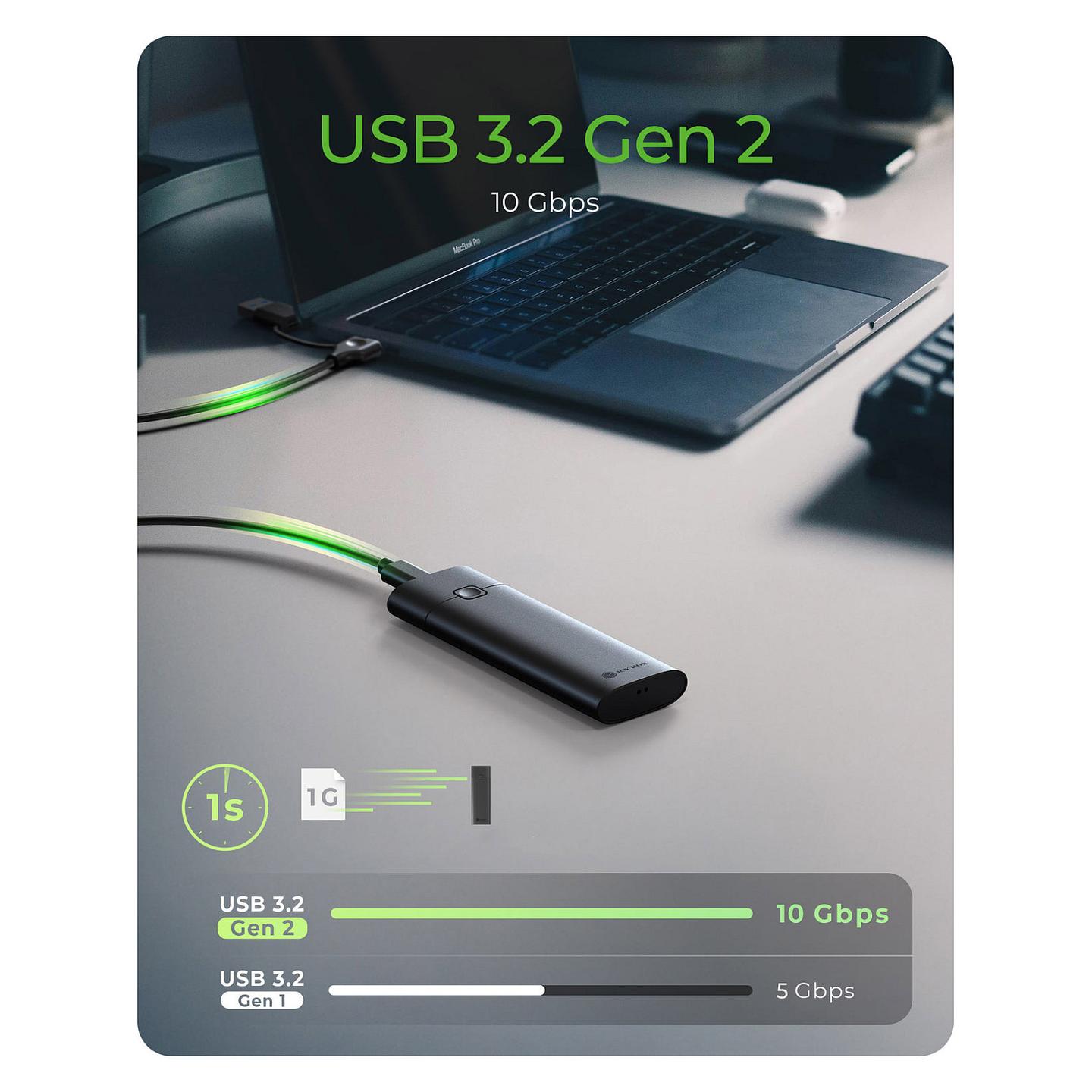 Kuti e Jashtme për SSD ICY BOX Spade Case 1806, M.2 NVMe PCIe, USB-C 3.2 Gen 2, 10 Gbps, deri në 2 TB – Zezë - 9