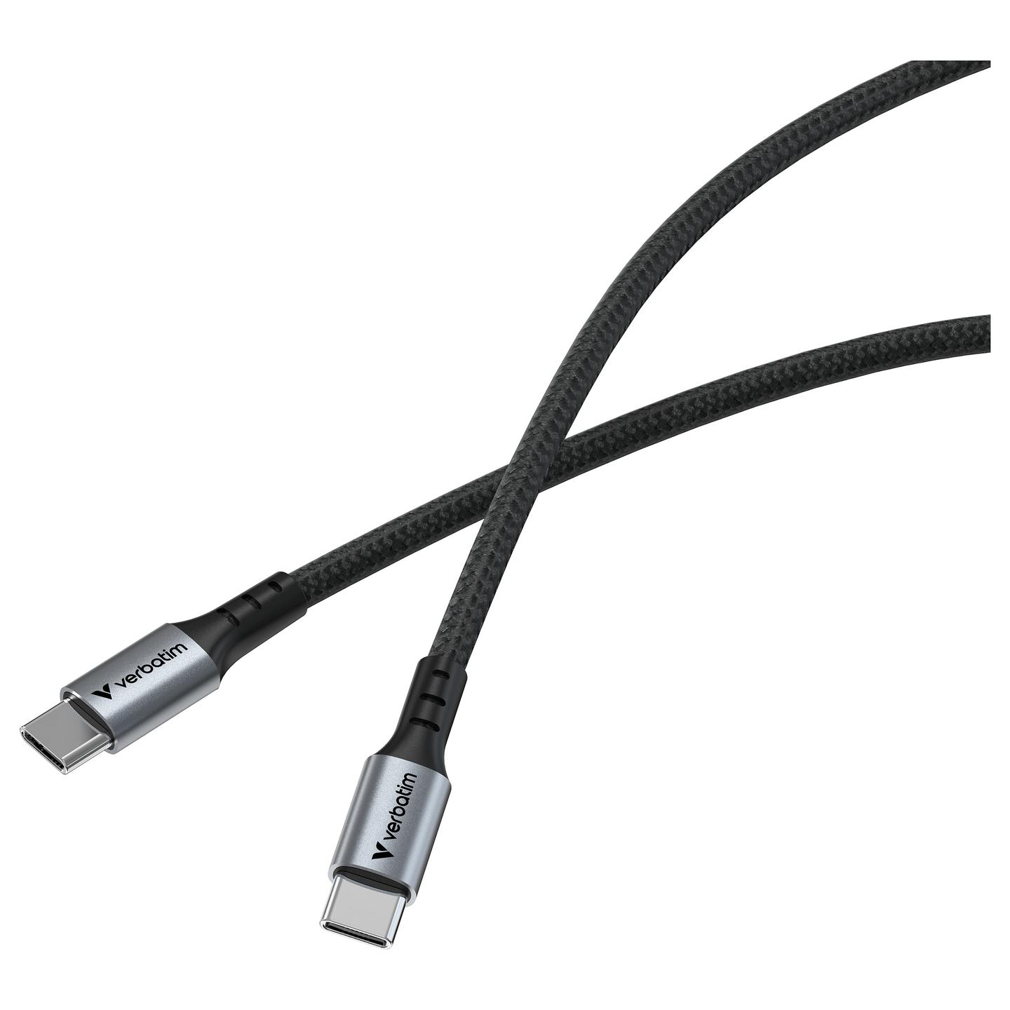 Kabllo USB Verbatim 31846, USB-C në USB-C, 120 cm, USB 2.0, 100W, Power Delivery 3.0, Quick Charge 3.0 – Zezë - 2