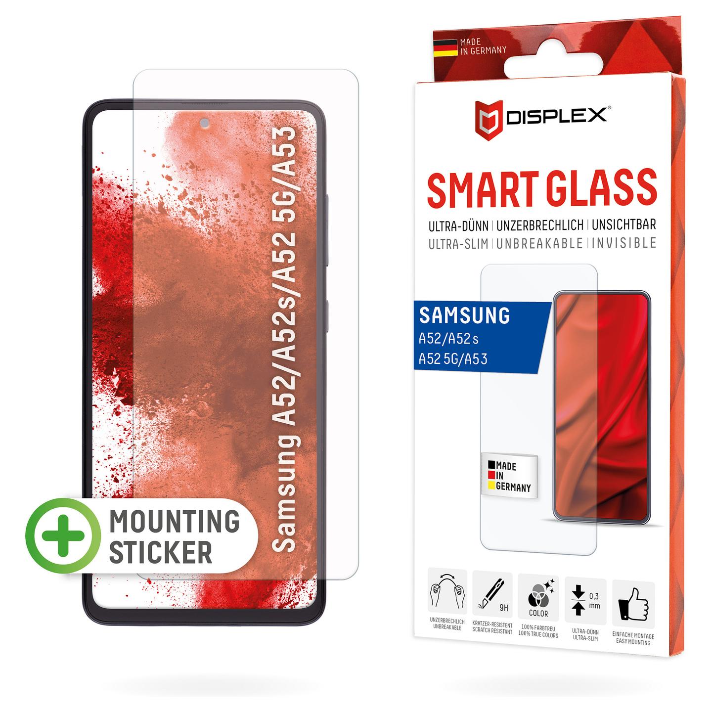 Mbrojtës për Ekran Displex 01639, Samsung Galaxy A52, A52s, A52 5G, A53, Smart Glass 9H - Transparent