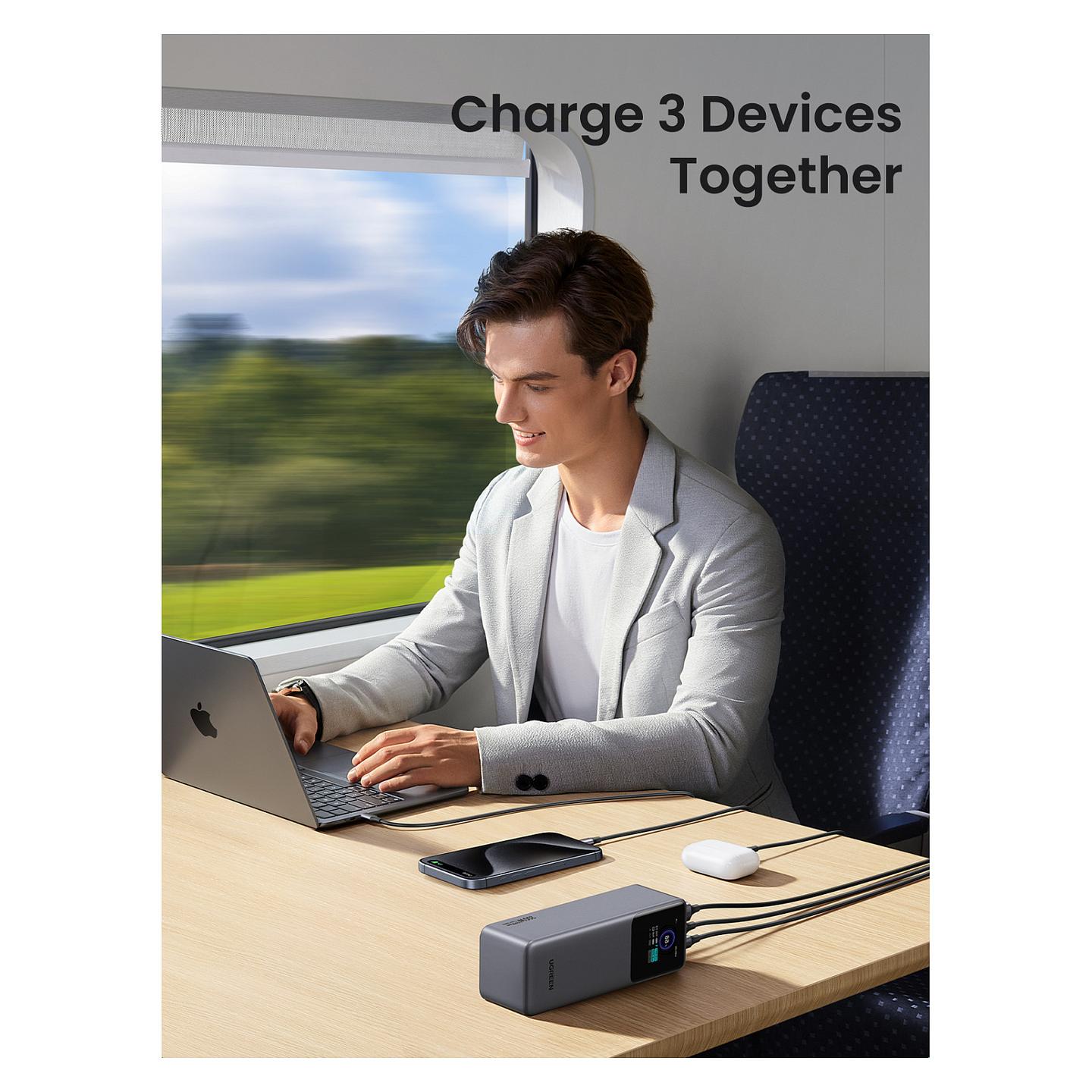 Powerbank Ugreen / 25.000mAh / 200W / USB-C + USB-A / Ekran TFT – Gri - 6
