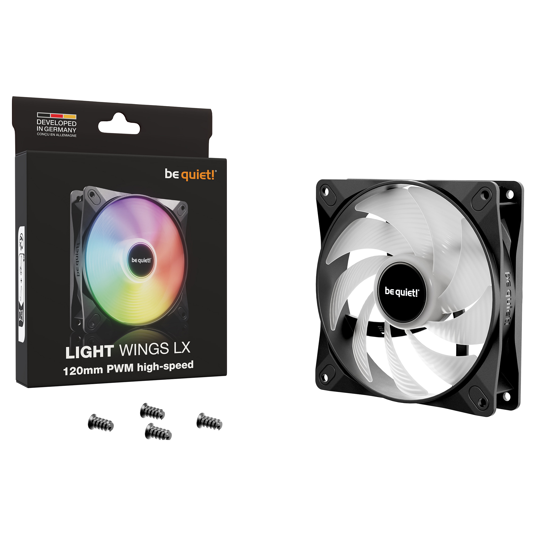 Ftohës për Kasë be quiet! LIGHT WINGS LX / 120mm / 25mm / 2100 RPM / PWM / 61.8 CFM / 2.51 mmH₂O / ARGB – Zezë - 5