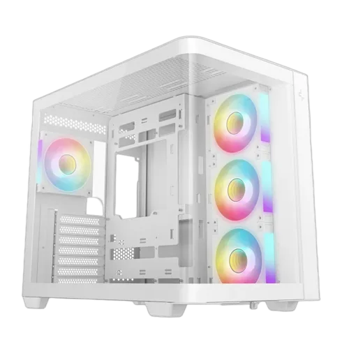 Kasë DeepCool CG530U 4F / ATX Mid-Tower / Xham i Lakuar Panoramic / 4x120mm ARGB / USB Type-C / Dual-Chamber – Bardhë