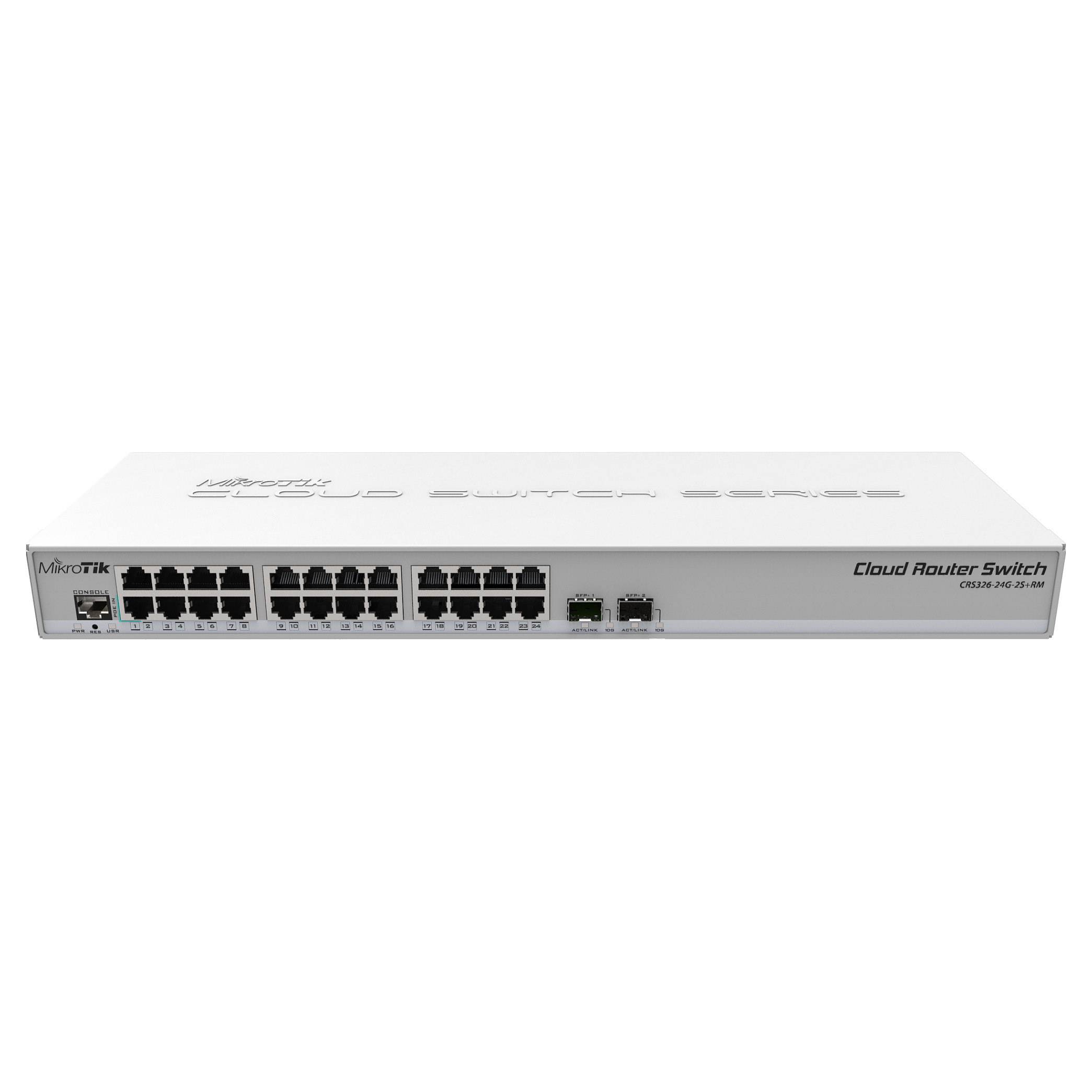MikroTik CRS326-24G-2S+RM – 24× Gigabit Ethernet Managed Switch + 2× 10G SFP+ Ports, PoE-In, Rackmount - 1