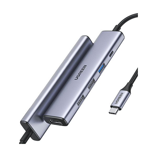 Hub UGREEN 15495 / 5-in-1 / USB-C / 100W PD / HDMI / 3x USB-A / 4K@30Hz / 5Gbps - Gri - 1