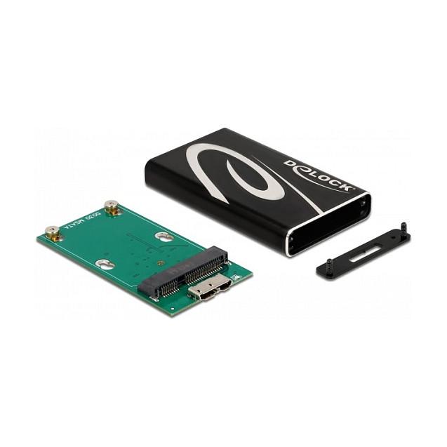Këllëf për SSD DeLOCK 42006 / mSATA / USB 3.2 Gen 1 / 5Gbps / 6Gb/s – Zezë