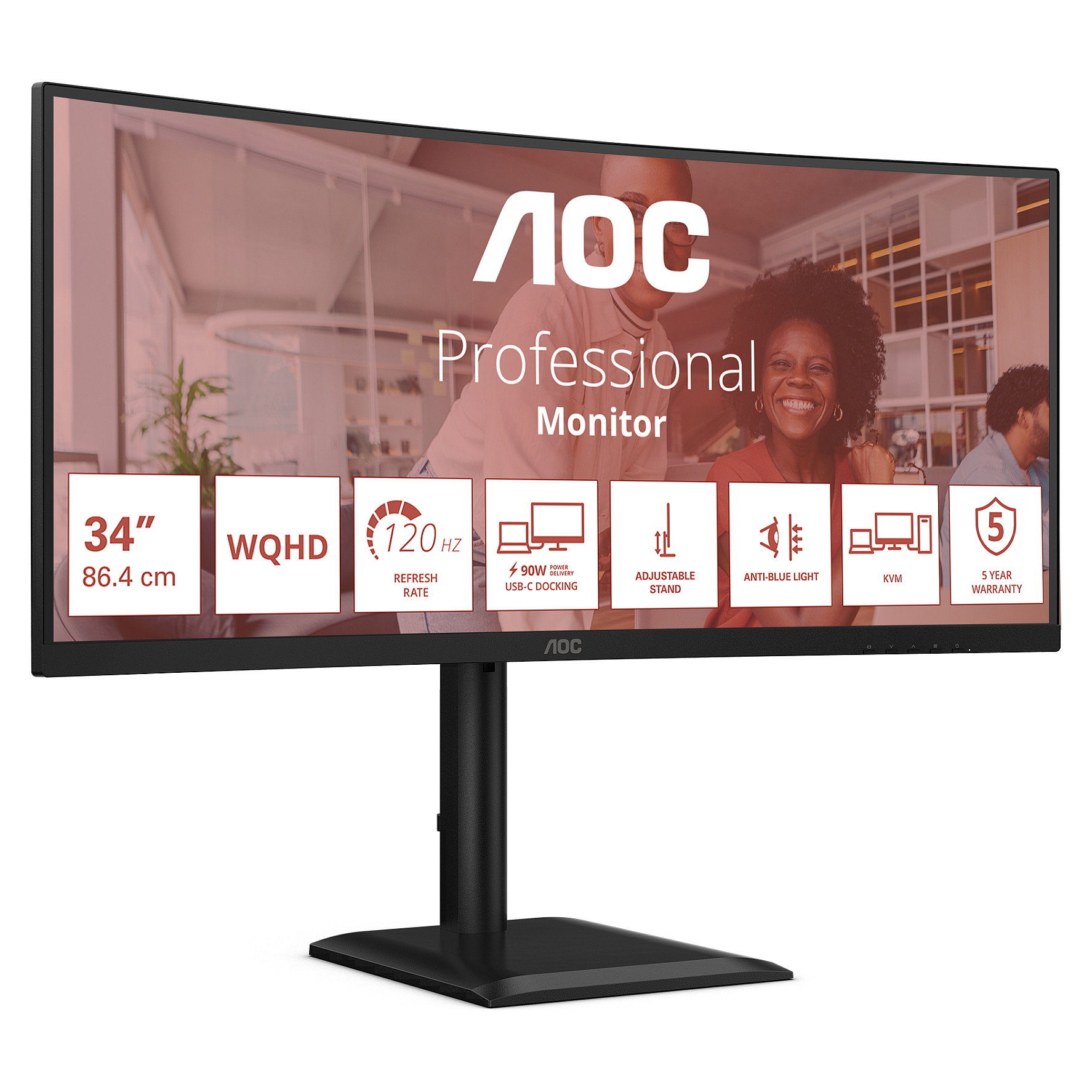 Monitor AOC CU34E4CV / 34" / UltraWide Quad HD VA LCD / 120 Hz / 4ms / USB + USB-C + HDMI + DP / Curved - Zezë - 19