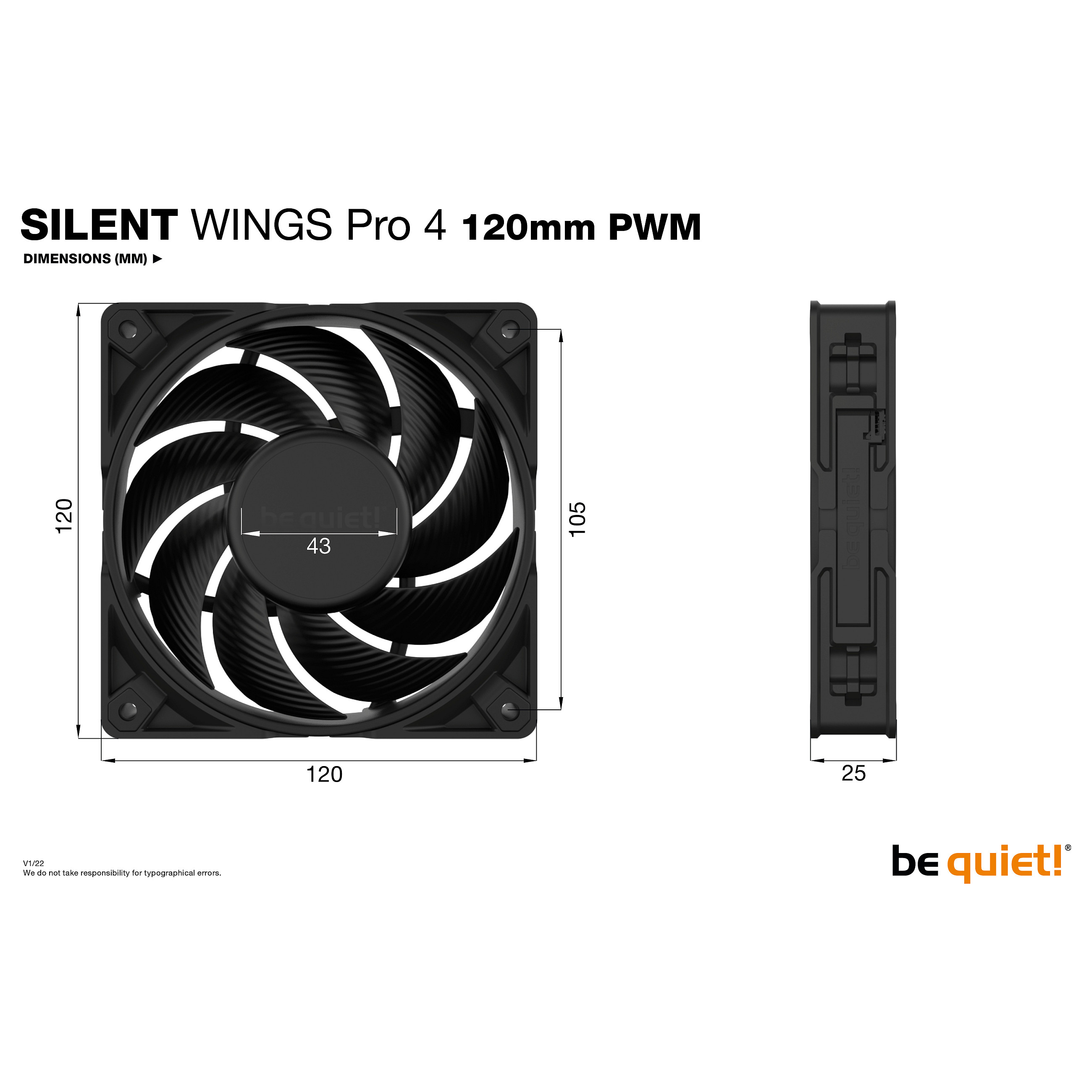Ftohës për Kasë 120mm be quiet! SILENT WINGS PRO 4 PWM - 6