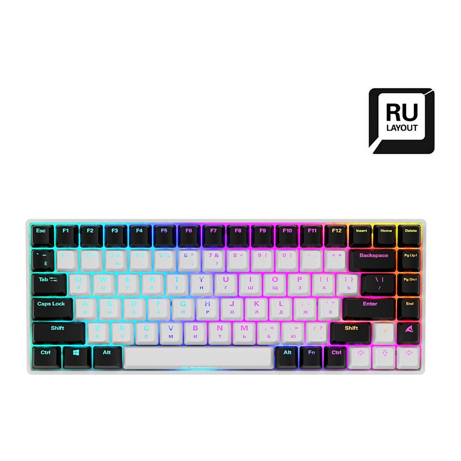 Tastierë Gaming Sharkoon SGK50 S3 Gateron Yellow Wired / Russian Layout / QWERTY - Bardhë - 1