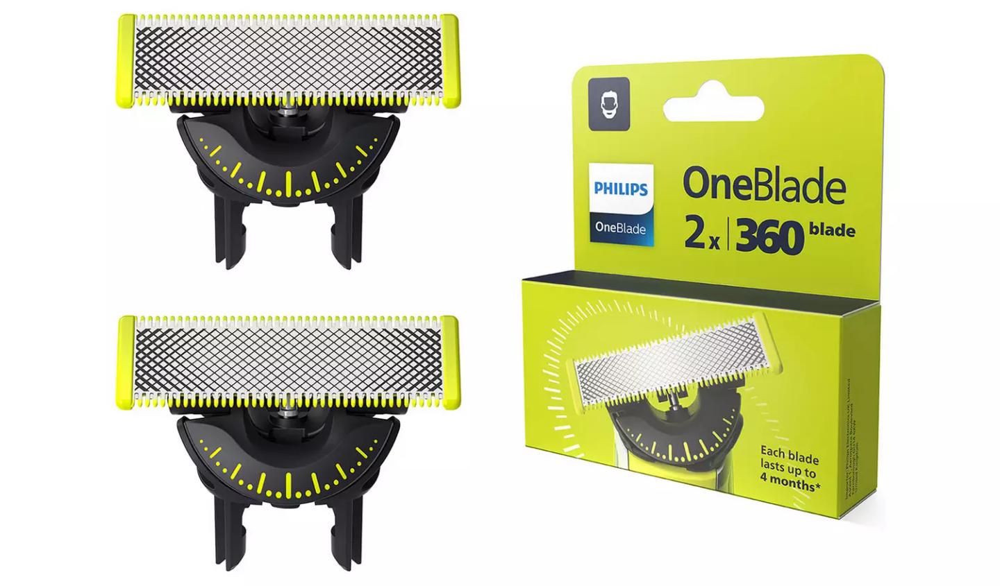 Teh zëvendësues për makinë rroje Philips OneBlade 360 QP420/50 / 360 Blade / Anti-Friction / Dual Protection / Contour-Following / 2 Copë - Zezë/Argjend/Gjelbër