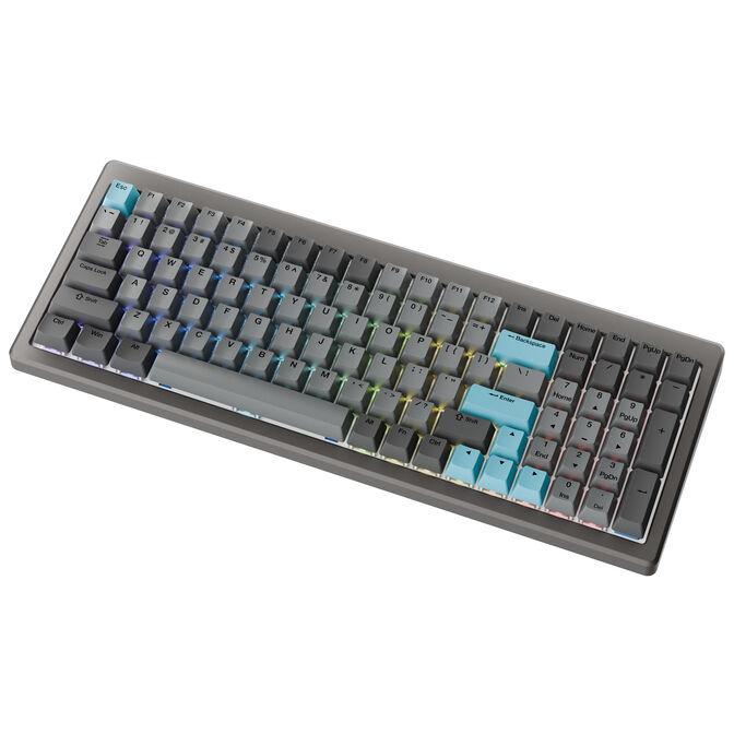Tastierë Gaming Ducky Cushion 98, 96%, Mekanike, Wireless & Wired, Shush Green, RGB, Hot-Swap, US-Layout - Gri - 3