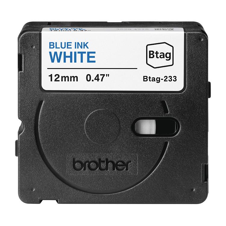 Shirit për Printer Brother BTAG-233 / 12 mm × 4 m - Blu mbi Bardhë - 3
