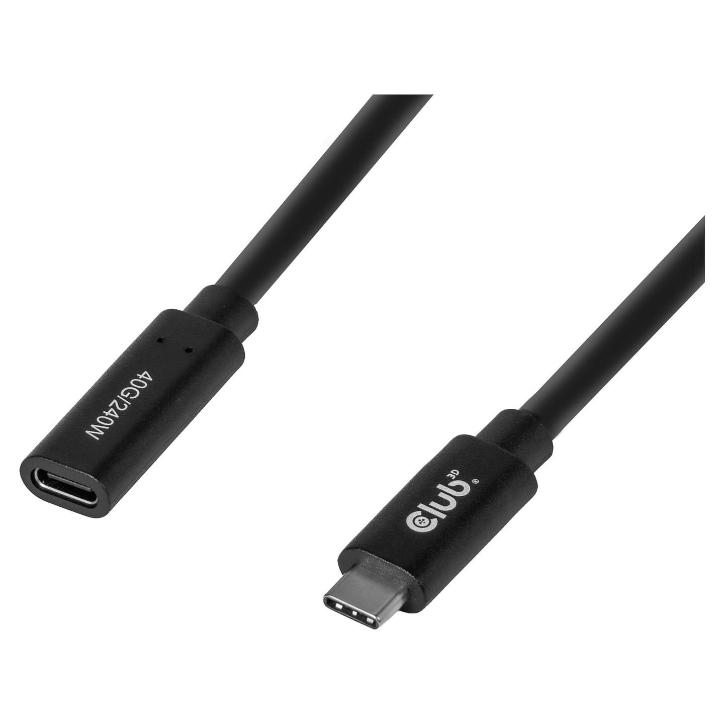 Kabllo USB Club 3D CAC-2502 / USB-C Mashkull në USB-C Femër / 40 Gbit/s / 240W / 8K@60Hz / 1m - Zezë - 6