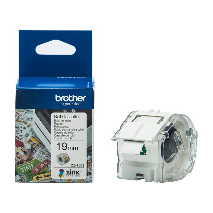 Rrotull Etiketash Brother CZ-1003, 19 mm × 5 m, Printim me Ngjyra ZINK