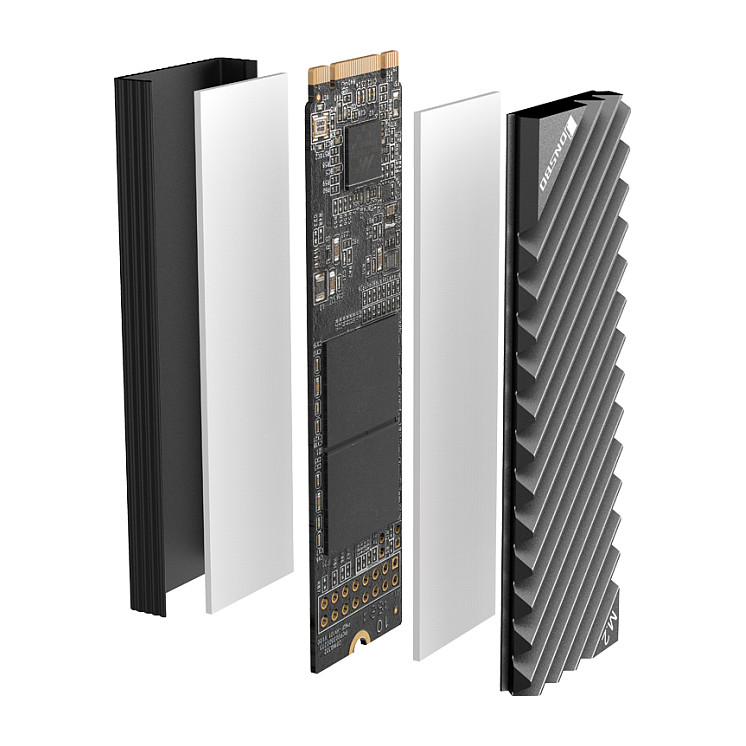 Ftohës Pasiv për M.2 SSD Jonsbo M.2-3 / M.2 2280 / Single-Sided / 2× Thermal Pad – Gri - 5