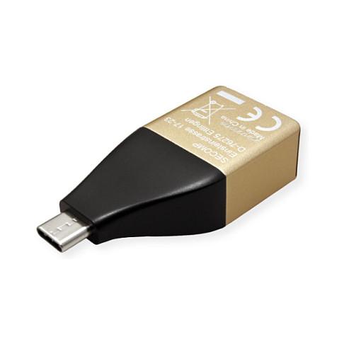 Adapter ROLINE 12.02.1111, USB 3.2 Gen 2, USB-C Mashkull në RJ-45 Femër, Gigabit Ethernet, 10/100/1000Mbps - Zezë/Ari - 3
