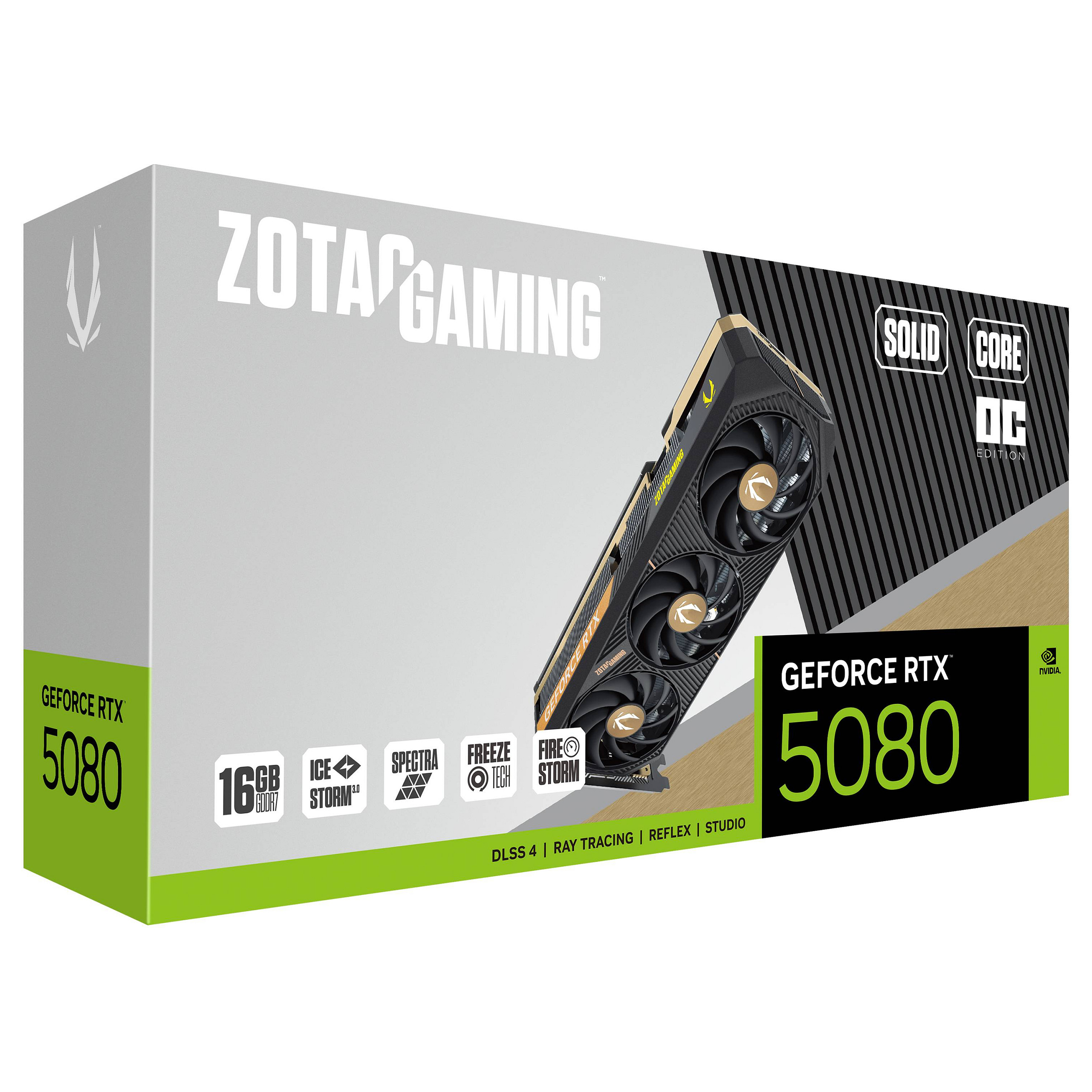 Kartelë Grafike NVidia ZOTAC Gaming Solid Core OC RTX 5080 / 16GB GDDR7 / Fan - 7