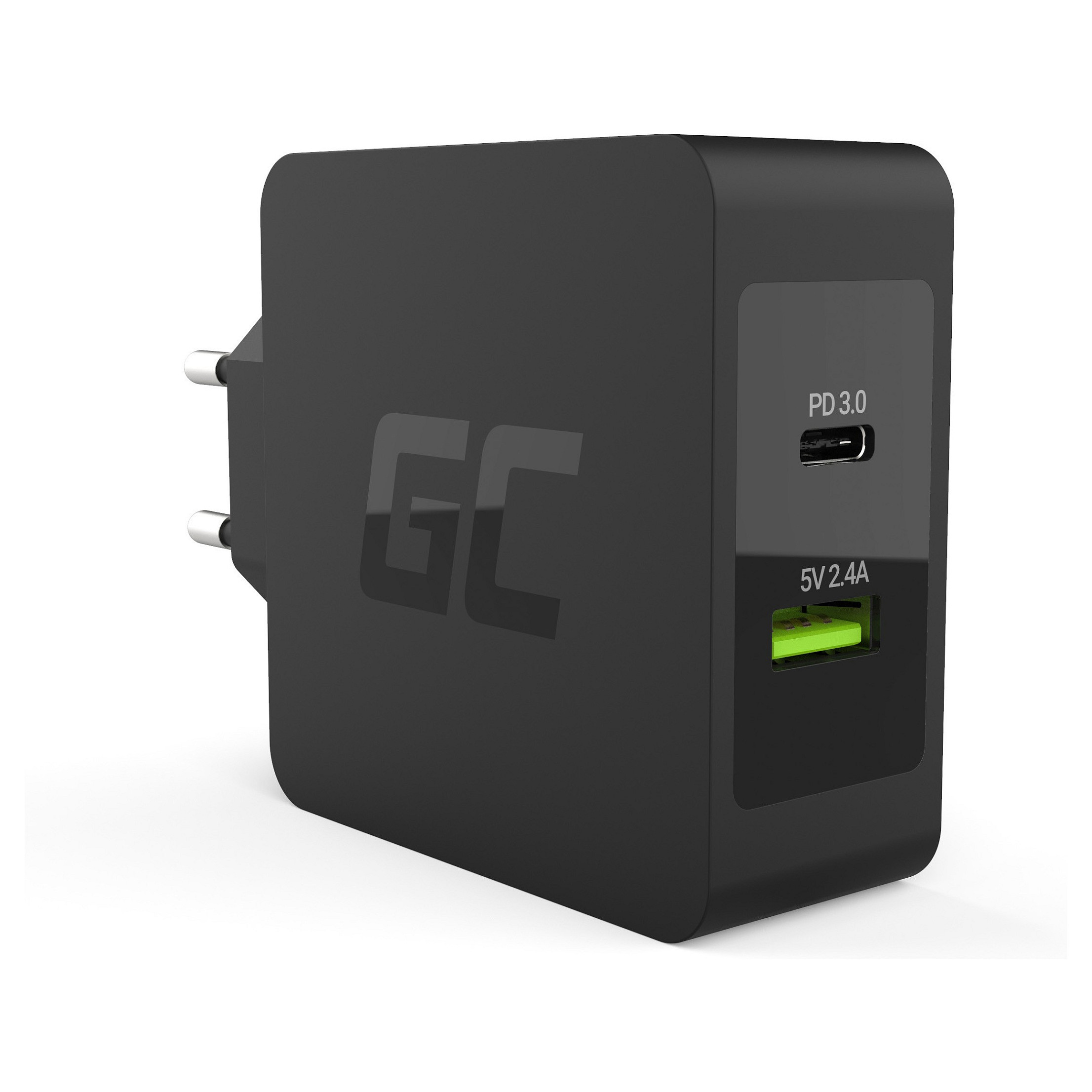 Karikues Green Cell CHAR10 / USB-C + USB-A / Karikim i shpejtë - Zezë