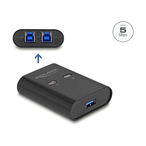 Ndërprerës USB DeLOCK 11508, 2 PC në 1 pajisje, USB 5 Gbps – Zezë - 2