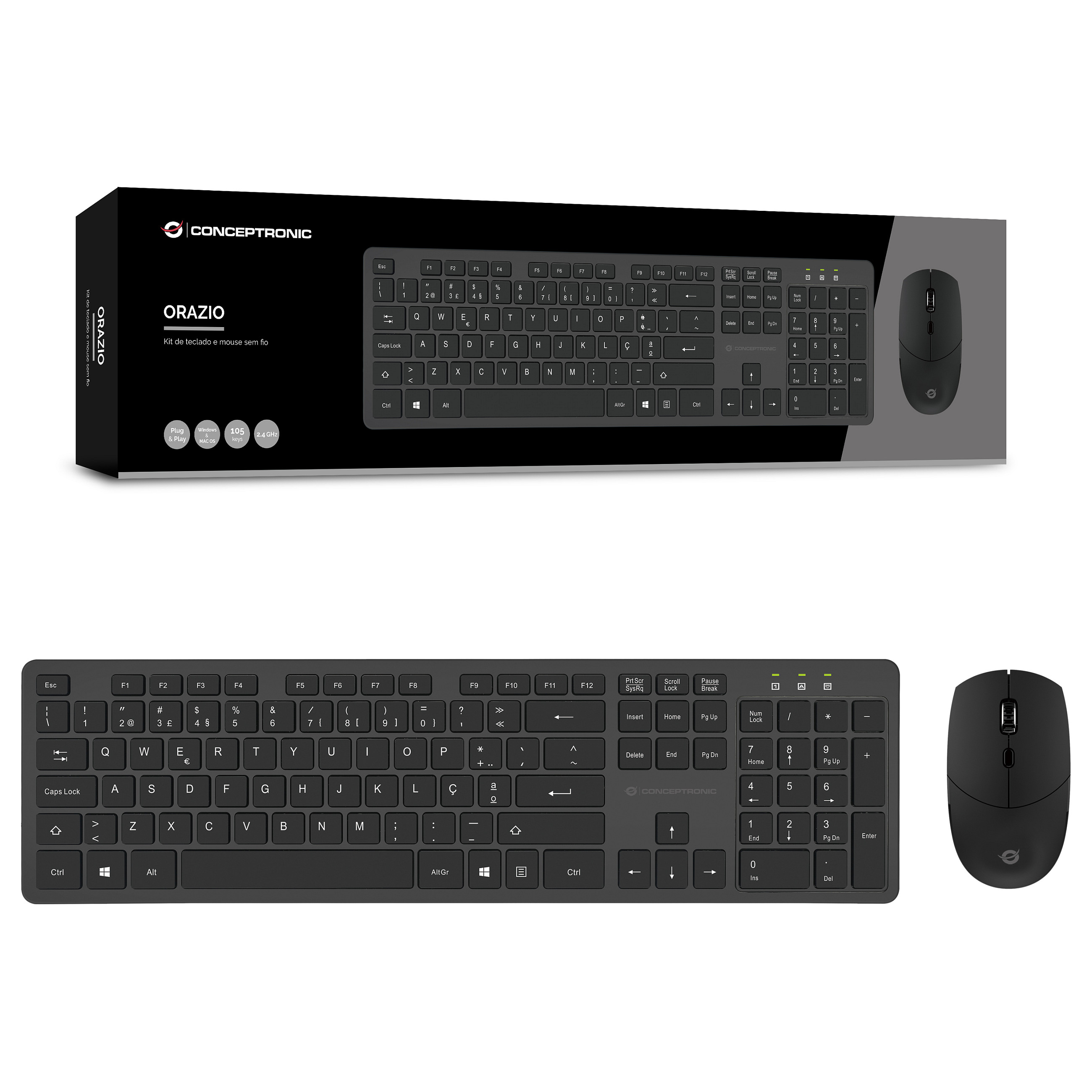 Combo (Tastierë & Maus) CONCEPTRONIC Wireless QWERTY / Portuguese Layout – Zezë - 4