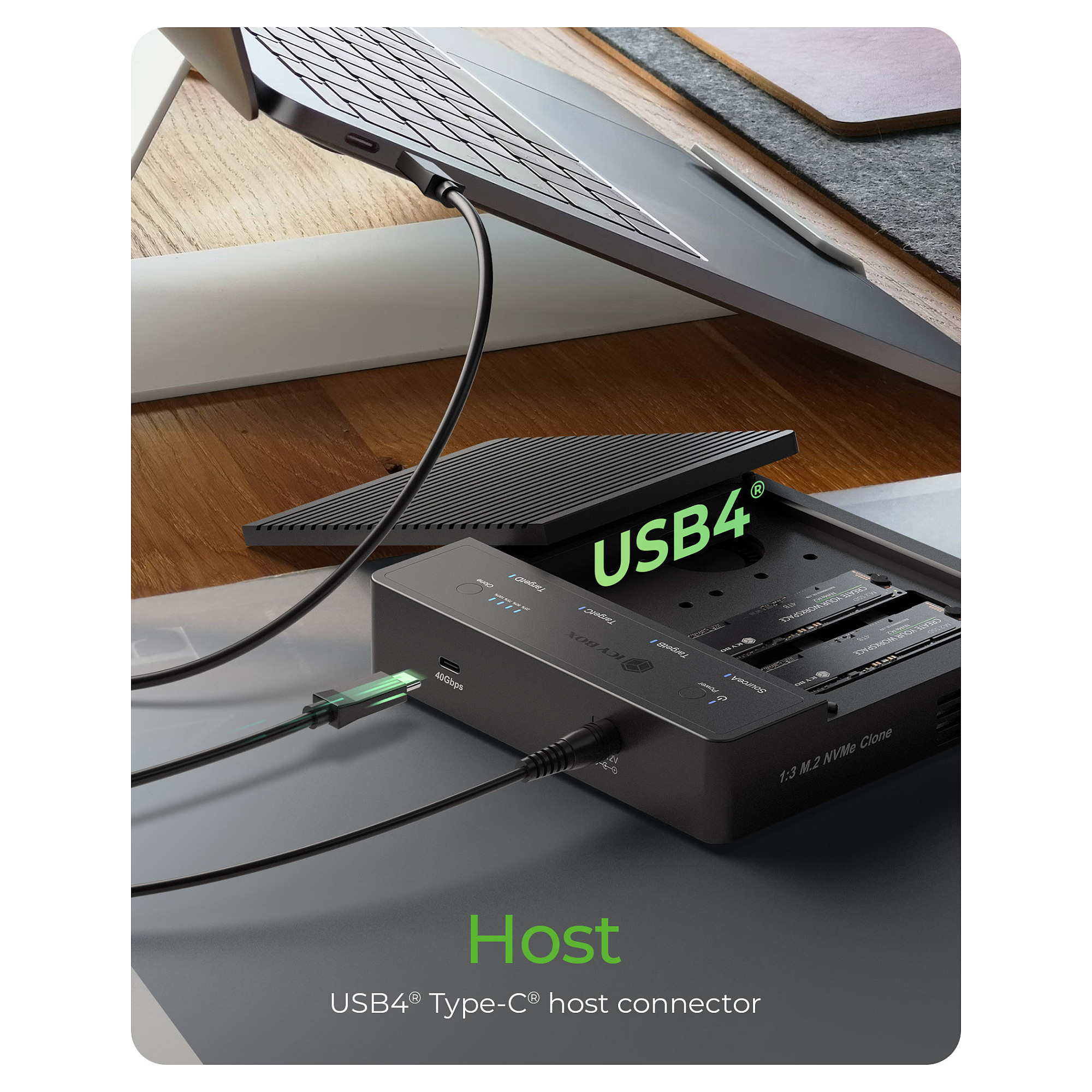 Docking Station ICY BOX IB-4013MCL-C4 / 4x M.2 NVMe / USB4 40Gbps / 1:3 Offline Clone – Zezë - 6