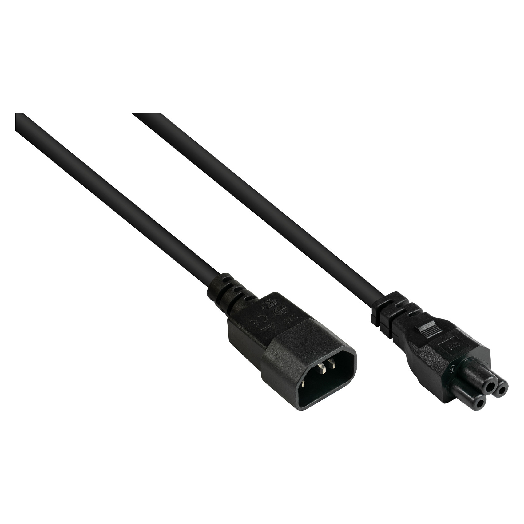 Kabllo për Furnizim me Energji ALCASA P1405-S010 / IEC C14-C5 / H05VV-F3G / 3x0.75 mm² / 250 V / 2.5 A / 1m - Zezë