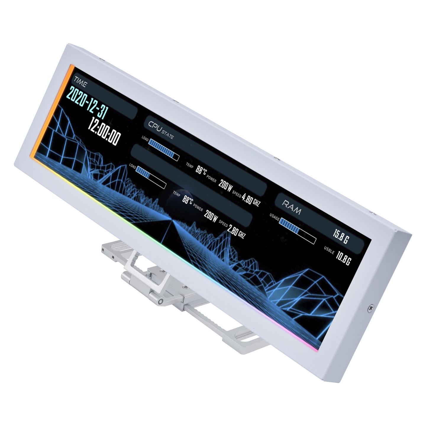 Ekran LCD Universal për Kasë Lian Li SM088W, 8.8", 1920×480, IPS, 60Hz, ARGB - Bardhë