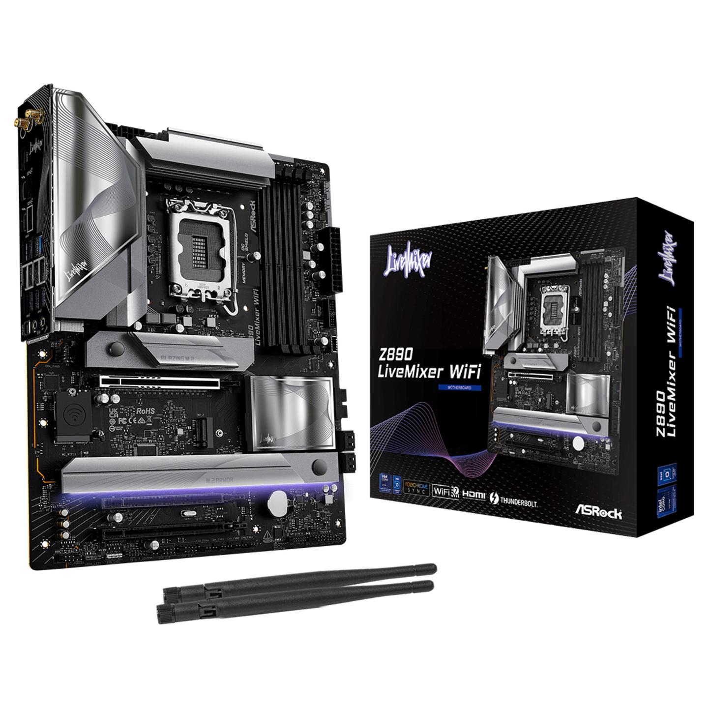 Pllakë Amë MB Intel ASRock Z890 LiveMixer WiFi, LGA1851, Z890, ATX, DDR5, WiFi 7, 2.5GbE