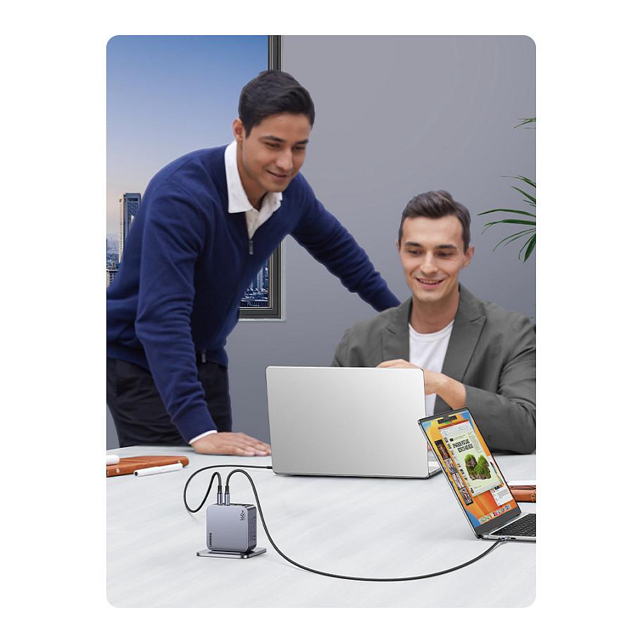 Karikues UGREEN Nexode Pro 25877 / GaN / 160W / 3x USB-C / USB-A / PD 3.1 / USB-C Cable - Gri/Zezë - 7