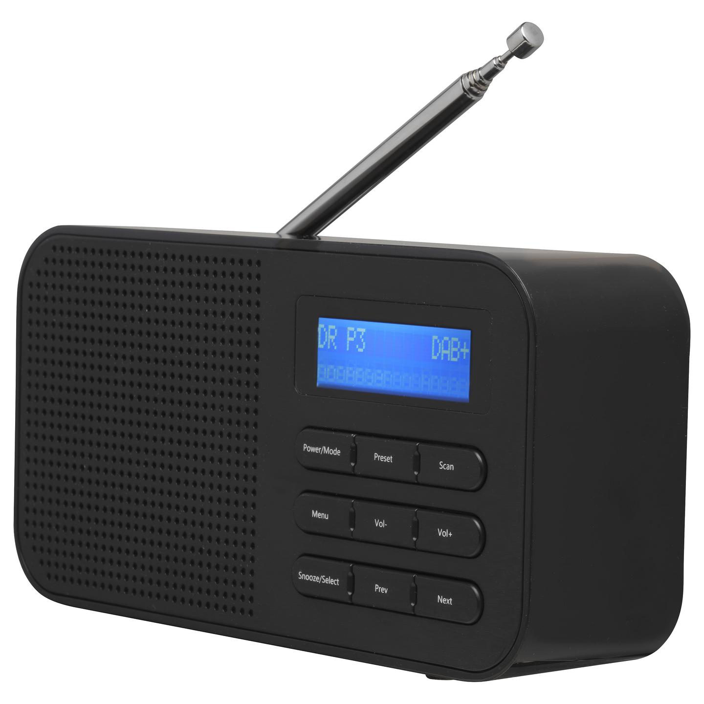 Radio portative Denver DAB-42, DAB+, FM, 1 W RMS, Ekran LCD, Dalje për Kufje 3,5 mm, Antenë e jashtme - Zezë - 2