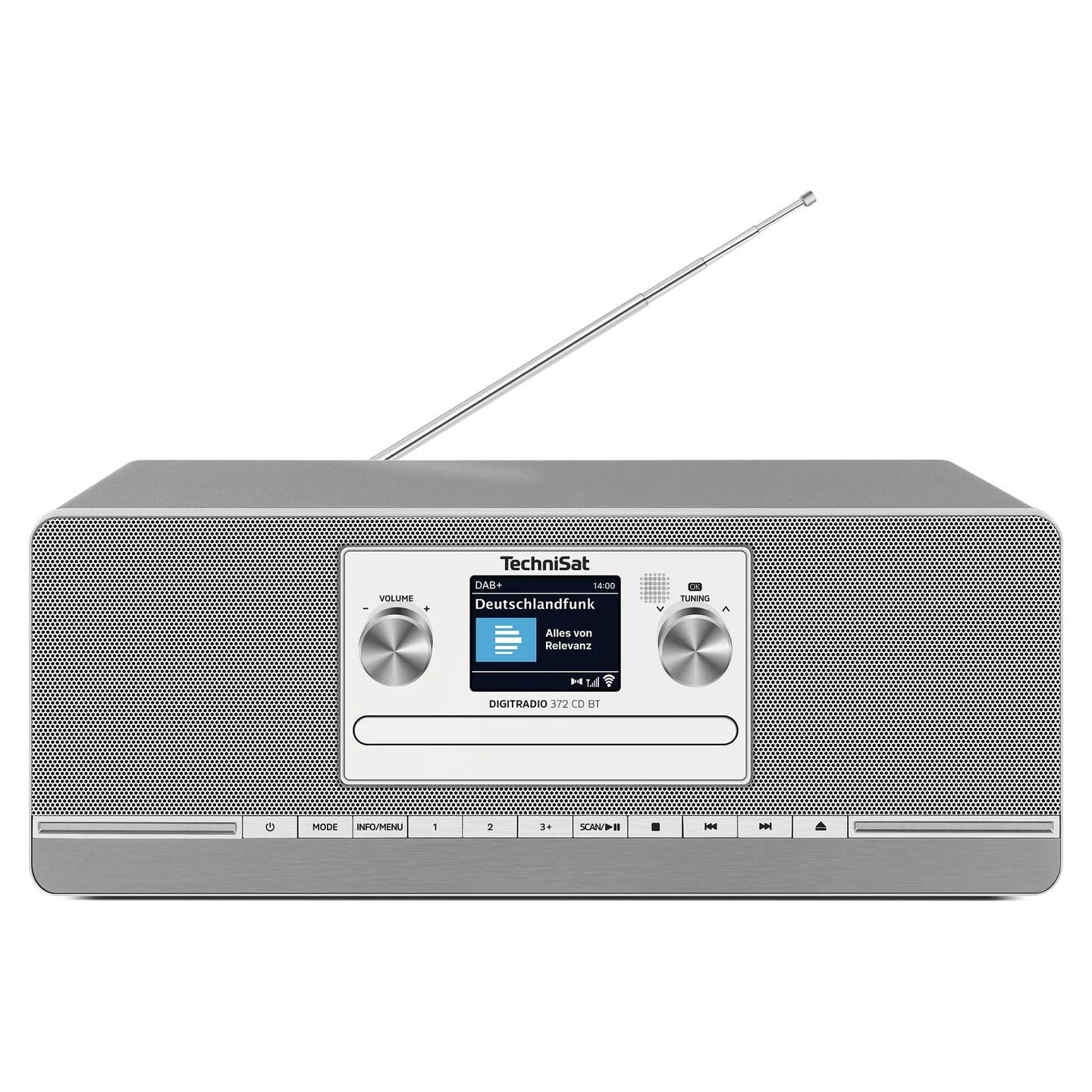 Radio digjitale TechniSat DIGITRADIO 372 CD BT, DAB+, FM, CD dhe MP3, Bluetooth 5.0, USB, ekran TFT me ngjyra 2.4", 2 × 5 W RMS - Antracit, Argjend - 2