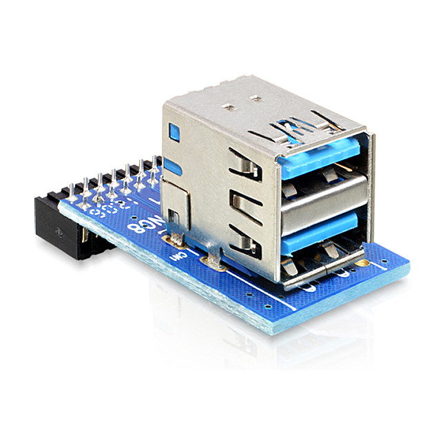 Adapter USB DELOCK 3.0 Pinheader to 2x USB 3.0-A Female (Vertical) - 1