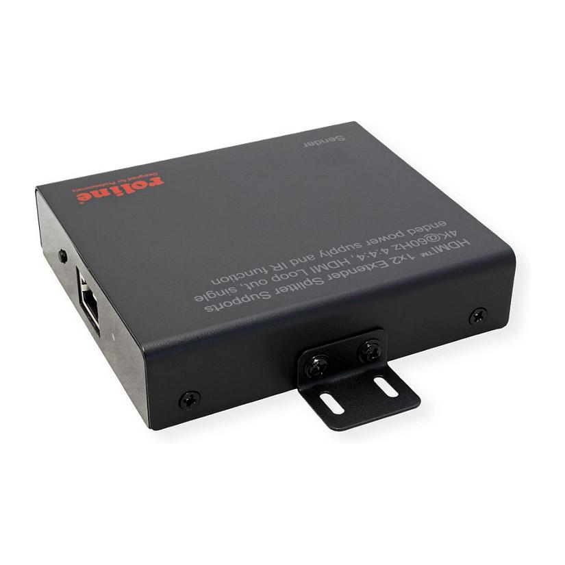 Extender dhe Splitter HDMI ROLINE 14.01.3643, 1 hyrje dhe 2 dalje, Cat.6A, 4K UHD 60 Hz, deri në 70 m, HDR, IR - Zezë - 8