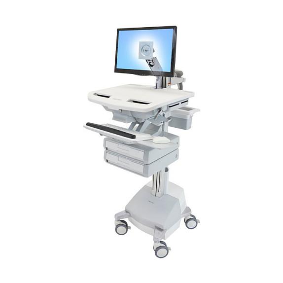 Karrocë për Monitor Ergotron StyleView SV44-1221-2, deri 24", 17.7kg, Rregullim Lartësie 68cm, LCD Pivot, Tabaka Tastiere, 2 Sirtarë, 4 Rrota - Bardhë