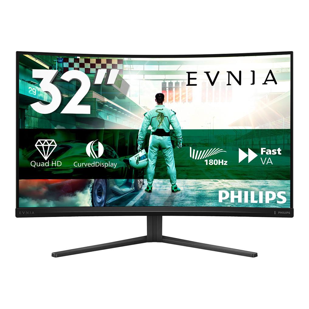 Monitor Gaming Philips Evnia 32M2C3500L/00 / 31.5″ / QHD Fast VA Curved / 180 Hz / 0.5 ms / DisplayPort + HDMI - Zezë