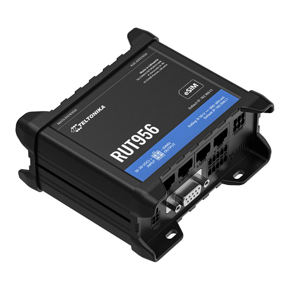 Ruter Industrial Teltonika RUT956, 4G LTE Cat 4, Wi-Fi 4, Dual SIM + eSIM, 1× WAN + 3× LAN 10/100Mbps, GNSS, RS232 + RS485 - Zezë - 2