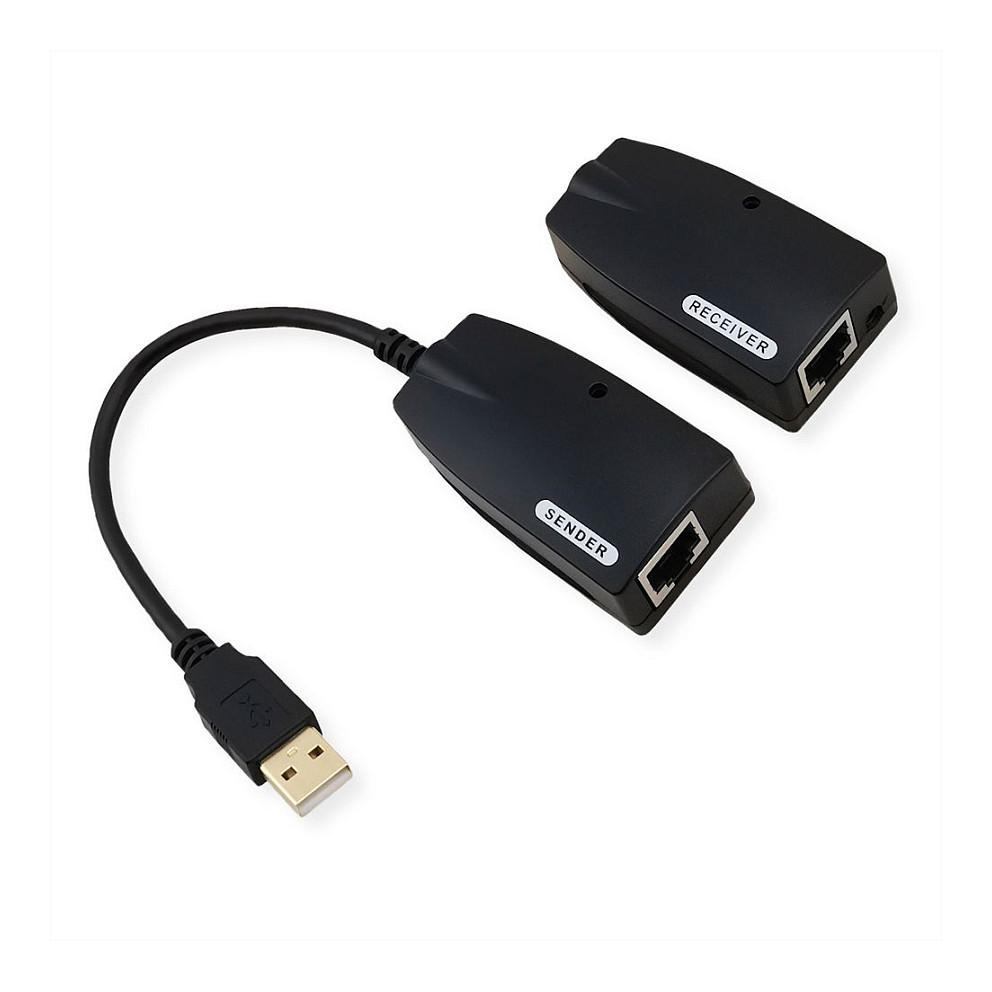 Zgjatues USB VALUE 12.99.1123, USB 2.0, RJ45, deri në 50 m - Zezë
