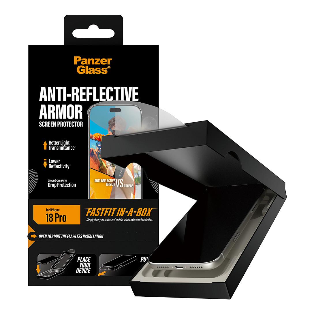 Mbrojtëse Ekrani PanzerGlass Anti-reflective Armor për iPhone 18 Pro, Xham i Temperuar, Anti-Reflektues, Ultra-Wide Fit, FASTFIT IN-A-BOX - Transparente - 5