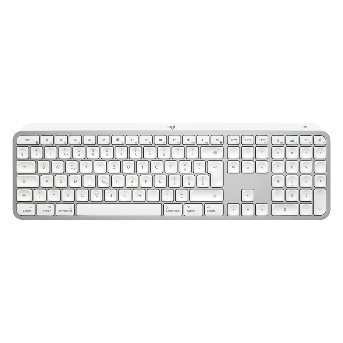 Tastierë pa Kabllo Logitech MX Keys S for Mac, Scissor, Full Size, QWERTZ CH, Bluetooth + Logi Bolt - Bardhë