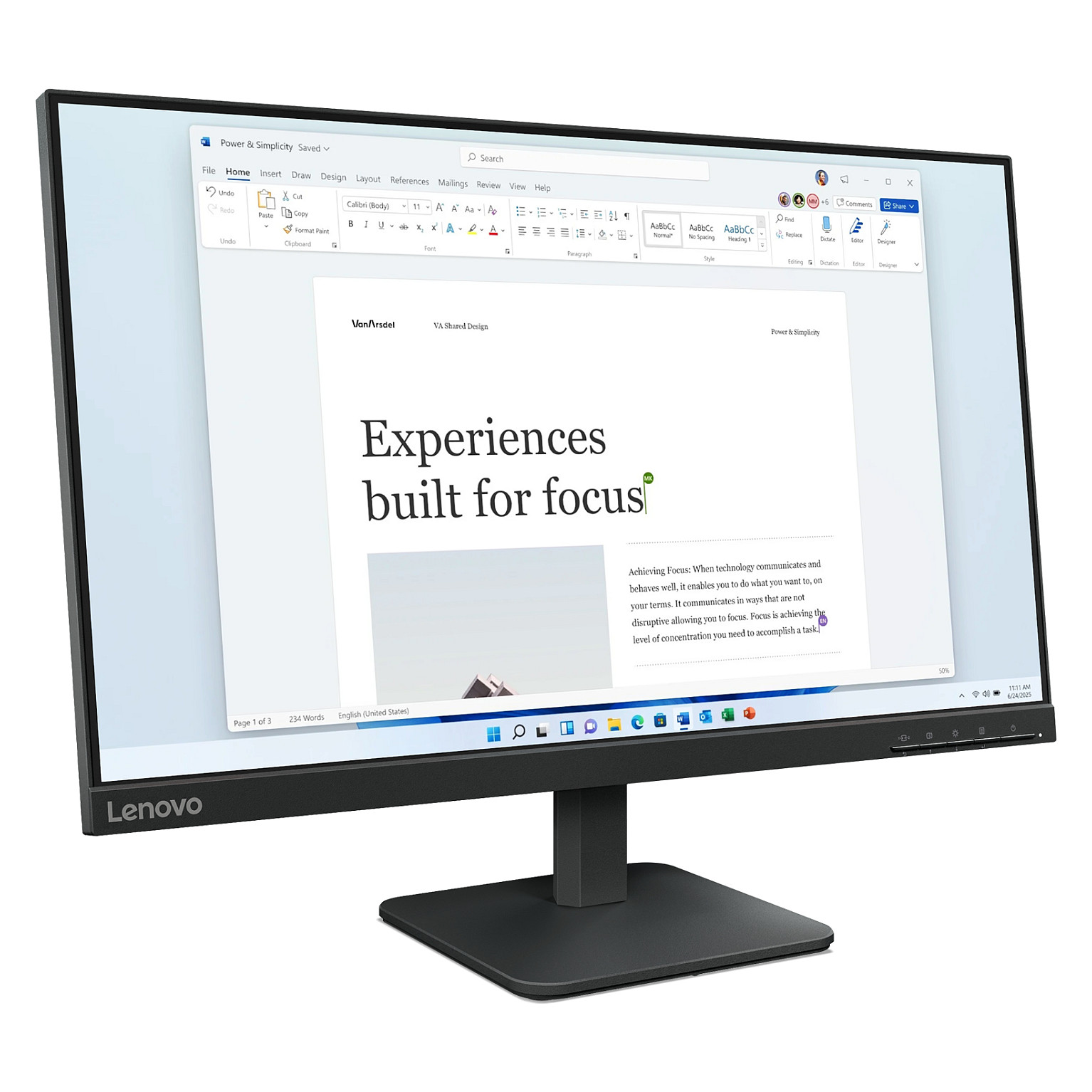 Monitor Lenovo L24-4e / 23.8"/ Full HD IPS / LCD / 100Hz / 6ms / VGA + HDMI - Zezë - 2