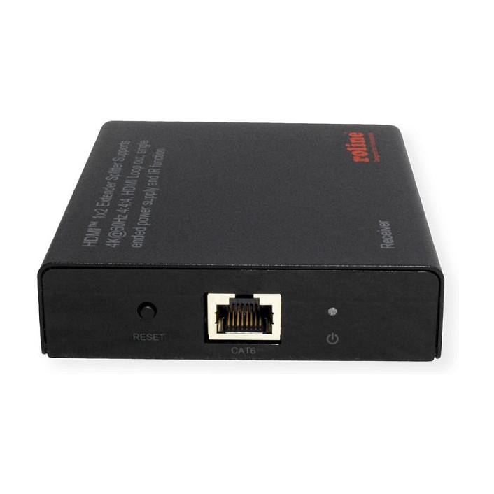 Extender dhe Splitter HDMI ROLINE 14.01.3643, 1 hyrje dhe 2 dalje, Cat.6A, 4K UHD 60 Hz, deri në 70 m, HDR, IR - Zezë - 4