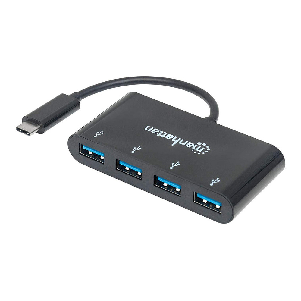 HUB Manhattan / 4‑Port / USB 3.1 Gen1 / USB‑C Male → 4x USB‑A Ports / Power via USB - 1