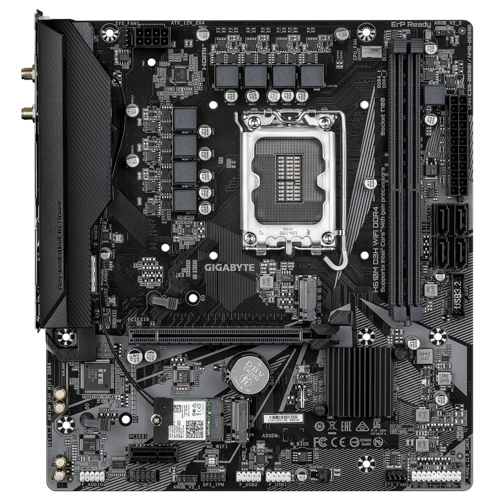 Pllakë Amë Gigabyte H610M D3H / Intel LGA1700 / H610 / DDR4 / Micro-ATX / Wi-Fi 5 / 1GbE LAN