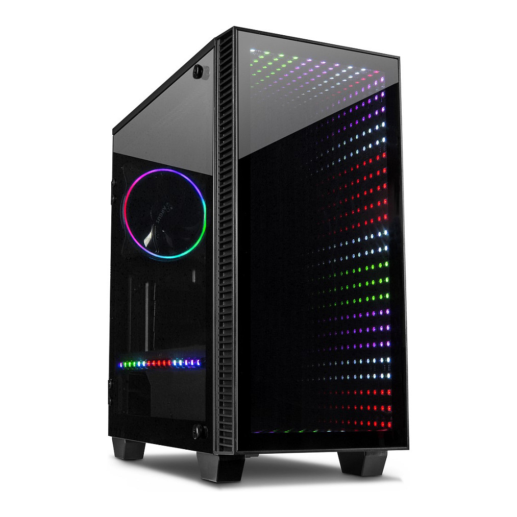 Kasë PC Inter-Tech X-608 Infinity Micro / Micro Tower / Micro-ATX / Mini-ITX / 1x 120mm RGB Fan / Tempered Glass - Zezë - 1