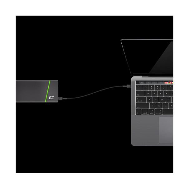 Kabllo USB Green Cell KABGC31 / USB-C në USB-C / USB 2.0 / 60W / 0.3m - Zezë - 2