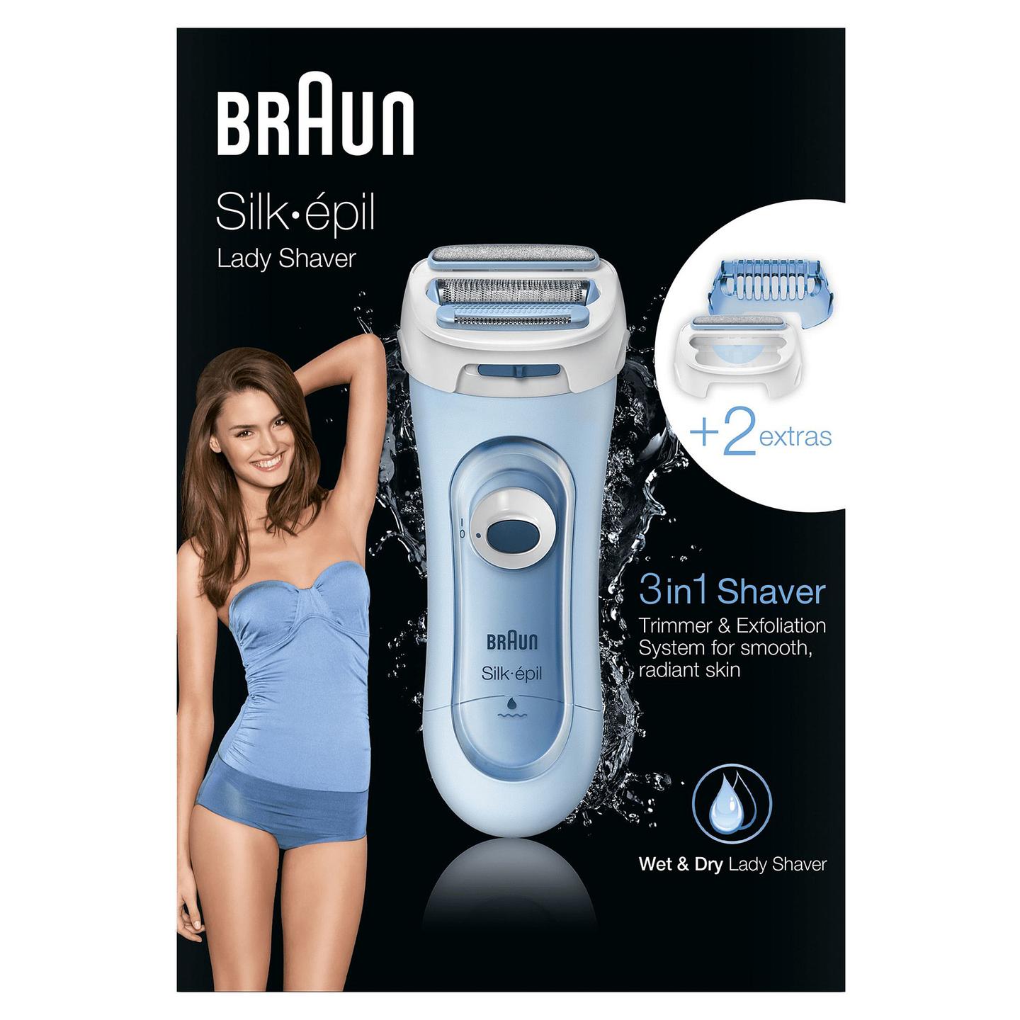 Makinë e rrojës për femra Braun Silk-épil 5-160 / Wet & Dry / 3-në-1 / Bikini Trimmer / Eksfolim – Blu - 4