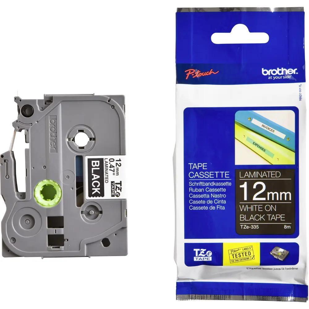 Shirit për Printer 3D Brother Colour Ribbon TZE-335 / TZE335 - Bardhë mbi Zezë - 1